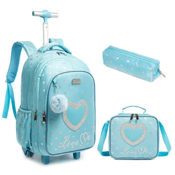 Школьный рюкзак на колесиках для девочек, школьная сумка-тележка на колесиках, сумка для ланча, рюкзак на колесиках, сумки для детей, сумки на колесиках Mochila