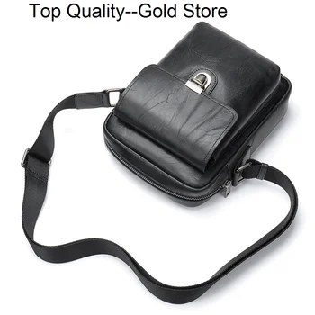 Мужские сумки через плечо из натуральной кожи, Модная Повседневная сумка-мессенджер, сумки для деловых поездок, сумка для телефона, черный
