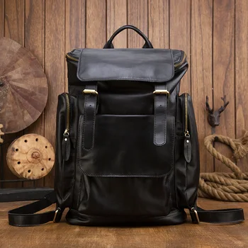 Мужской Большой рюкзак из натуральной кожи для мужчин, Сумка для ноутбука, рюкзак 15,6 дюймов, сумка-рюкзак, Прямая поставка, дорожная сумка
