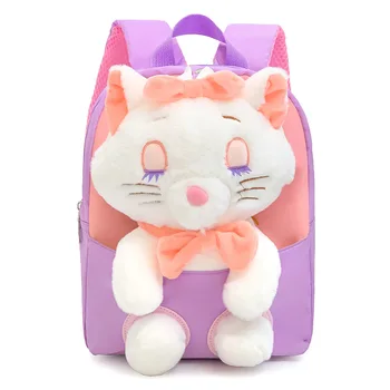 Рюкзак для малышей с мультяшным котом, маленькая милая сумка для детского сада, прекрасный рюкзак для девочек, съемный плюшевый детский школьный рюкзак