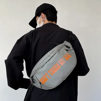 Сумка через плечо для мужчин, нейлоновая нагрудная сумка большой емкости, уличные спортивные сумки на открытом воздухе, мужская черная водонепроницаемая сумка с надписью