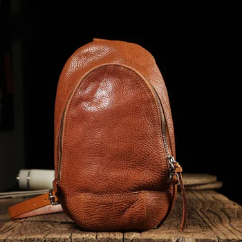 AETOO, модная мужская нагрудная сумка-мессенджер из воловьей кожи в стиле ретро, мужская повседневная джинсовая кожаная сумка на плечо, универсальная