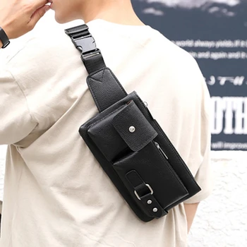 Новые Мужские поясные сумки, телефон, Многофункциональная Мужская Дорожная сумка из искусственной кожи, нагрудная сумка, модная сумка через плечо