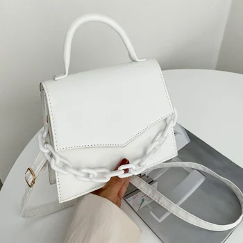 Новая сумка на цепочке, дизайнерские сумки для дам, однотонные сумки через плечо для женщин, Модная женская маленькая сумка с откидной ручкой