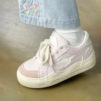 SHANPA/ Розовая парусиновая обувь в Японском стиле для женщин, Летняя Повседневная Универсальная Спортивная Обувь для Студентов на Платформе, Милая Нишевая Обувь Mujer