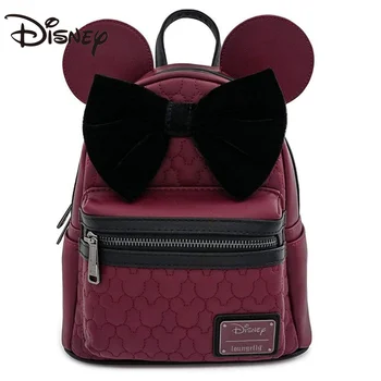 Рюкзак Disney Loungefly с Микки Маусом и Винно-красными ушками и Минни, Повседневный рюкзак, школьные сумки для девочек