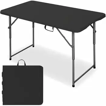 4 фута Портативных пластиковых складных столов для внутреннего и наружного использования, черный