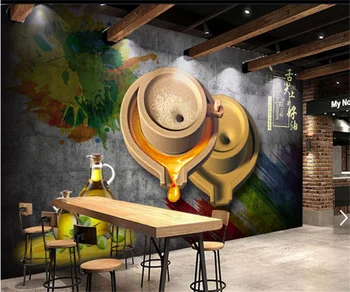 3D ностальгические графитовые инструменты фоновые обои Европейский и американский западный ресторан кофейня на заказ фреска
