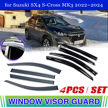 Оконный Козырек для Suzuki SX4 S-Cross MK3 2022 ~ 2024 2023 Дверной Вентиляционный Тент От Дождя Для Бровей, Защита От Солнца, Защита От Дыма, Дефлектор, Аксессуары
