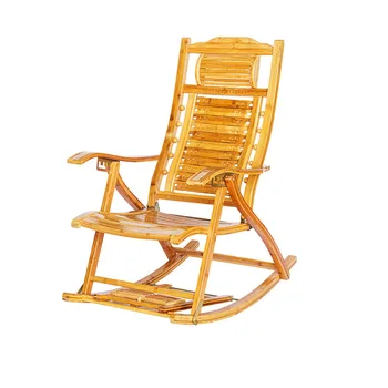 Ленивое кресло-качалка, Бамбуковое кресло для отдыха, Балкон, Обеденный перерыв на открытом воздухе, Удобный Прочный Подголовник С пятью Регулировками