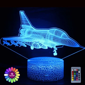 Боевой Самолет Ночник для детей 3D Иллюзионная лампа USB на батарейках Декор для Спальни Военный корабль самолет подарок для детей Мальчик Девочка
