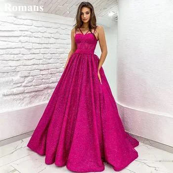 Римское Розово-Красное Вечернее платье для женщин Трапециевидной формы для особых мероприятий, Длинное Платье на Тонких Бретельках с открытой спиной и Шлейфом vestidos de noche