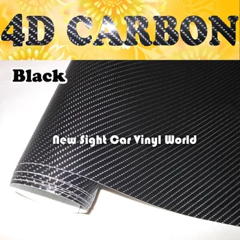 Высококачественная супер черная виниловая пленка из углеродного волокна 4D без пузырьков воздуха для автомобиля мотоцикла Размер: 1,52 *30 м/рулон