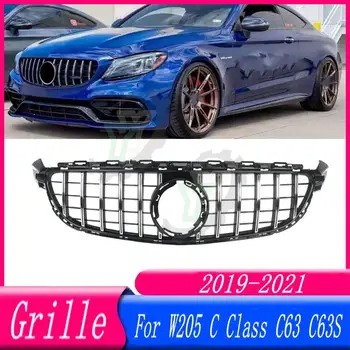 Автомобильный Аксессуар Верхняя Решетка Переднего Бампера facelift GT Style Racing Grill Для Mercedes-Benz C-Class W205 C63 C63S 2019 2020 2021