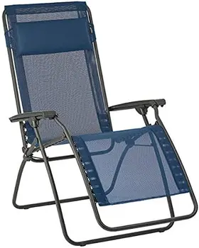 Кресло с откидной спинкой Zero Gravity (полотно батилина цвета морской волны синего цвета) для отдыха на открытом воздухе