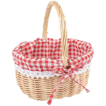 Белая корзина, сумка для хранения для пикника, Красная шапочка, деревянная невеста, круглые лотки