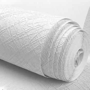 Декор комнаты Бумага для покрытия стен Белая Текстура Простые обои Современные простые однотонные обои из нетканого материала с 3D шелковой текстурой