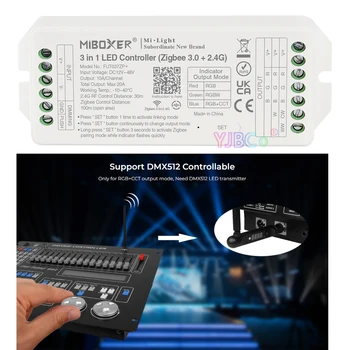 Miboxer Zigbee 3,0 2,4 G RF Пульт дистанционного управления Tuya APP control Двойной белый одноцветный 2 в 1 RGB RGBW RGBCCT 3 в 1 светодиодный контроллер 12V 24V