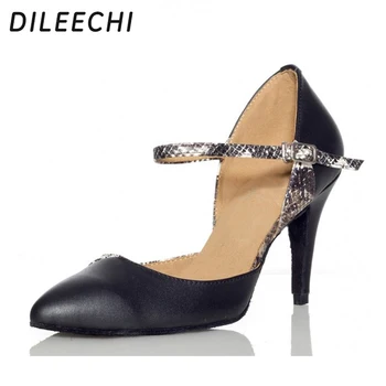 DILEECHI/ высококачественные женские профессиональные современные туфли для латиноамериканских танцев из натуральной кожи на высоком каблуке 7,5 см, 8,5 см, 10 см, тонкие туфли Ms