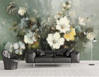 Изготовленная на заказ европейская картина маслом цветочные обои для оформления гостиной ТВ фон дивана 3d настенная живопись украшение спальни