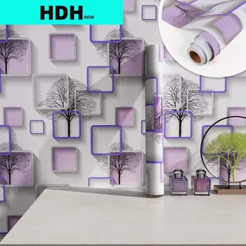 HDHome, фиолетовые обои с кожурой и наклейкой, Декоративные обои с принтом деревьев, Съемная Контактная бумага для домашнего декора