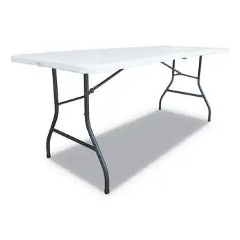 Раскладывающийся пополам 6-футовый столик из смолы, белый
