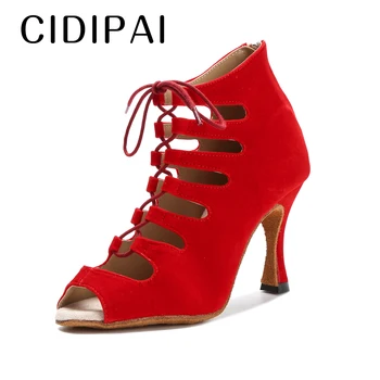 CIDIPAI/ Женская Модная Обувь Для Латиноамериканских Танцев, Пикантные Бальные Красные Танцевальные Ботинки Для Сальсы, Дышащие Танцевальные Ботинки На Каблуке, Женская Обувь Для Вечеринок