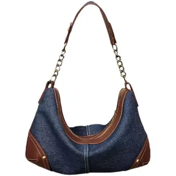 Джинсовая сумка-тоут, сумки для женщин, Роскошные дизайнерские джинсы для работы и путешествий, сумки на плечо, сумки для пельменей, сумки подмышками, кошельки для покупателей