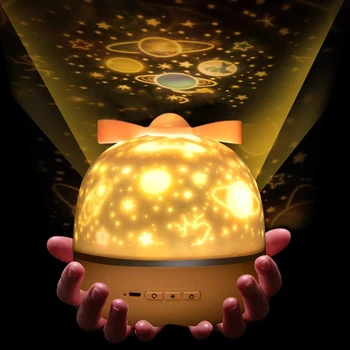Музыкальный Проектор Ночник С BT Динамиком Перезаряжаемая Вселенная Звездное Небо Вращающаяся Светодиодная Лампа Star Projector Light Детский Подарок