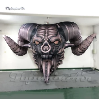 Хэллоуин Декоративный подвесной надувной череп дьявола 3 м Голова инопланетянина Страшный демон-монстр, выдуваемый воздухом для украшения фестиваля