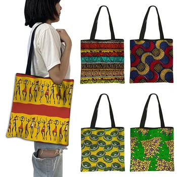 Сумка на плечо с оригинальным принтом в африканском стиле, женские сумки для покупок, Повседневная Многоразовая сумка для путешествий, сумки-тоут, подарок