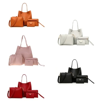 Набор женских сумок из 4 предметов, кошелек, сумка-тоут, сумка-мессенджер, сумка через плечо