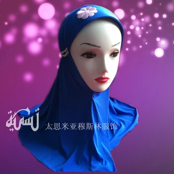 Модный исламский детский шарф, хлопчатобумажная вязаная шапочка, высококачественный турецкий мусульманский внутренний хиджаб для детей, цветочные головные уборы, шапки для девочек