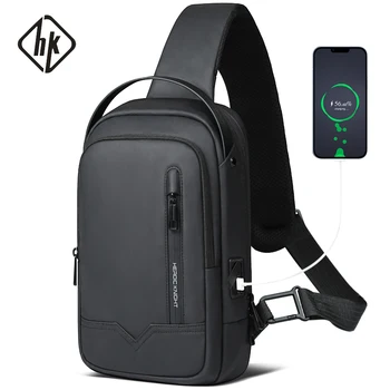 HK Модная мужская сумка через плечо Большой емкости, сумки через плечо для мужчин, Водонепроницаемая USB-зарядка, сумка для телефона, мужская Роскошная мужская сумка