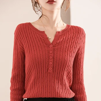2023, новый свитер с круглым вырезом из 100% хлопка, топ, роскошный мягкий дышащий женский свитер, весна и лето.