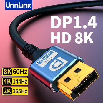 Unnlink Displayport Кабель DP 1,4 4K 144Hz Видео Аудио Кабель Для Xiaomi TV Box Портативных ПК Монитор Видеоигры DP Кабель Дисплей Порт