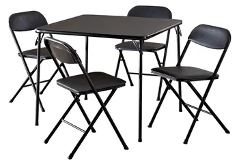 Набор карточных столов Cosco из 5 предметов, черный стул для патио, садовая мебель, стол для патио и стулья, уличный стол