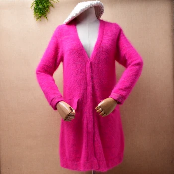 женская зимняя одежда, кашемировый вязаный кардиган с v-образным вырезом, тонкий кардиган из меха ангоры, пальто, свитер, топы
