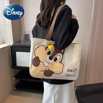 Disney Сумка через плечо для женщин, студенток, девочек, Милая холщовая сумка с рисунком Чипа Дейла, Большая вместительная мультяшная сумка для покупок, Бесплатная доставка
