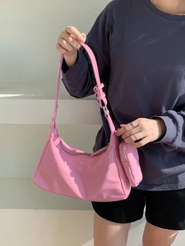 Женские сумки подмышками, маленькие сумки через плечо для Леди Y2K, Повседневная нейлоновая Высококачественная Роскошная дизайнерская брендовая сумка-хобо