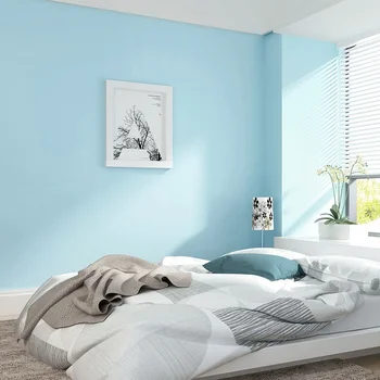 Средиземноморская детская комната для мальчика, чистый пигмент, светло-голубой, зеленый, современные простые нетканые обои для спальни, гостиной