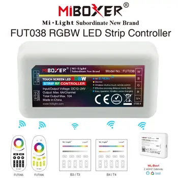 FUT038 MiBoxer RGBW Контроллер светодиодной Ленты DC12-24V Поддержка 2,4 G RF Беспроводной 4-Зонный WiFi приложение Голосовое Управление для 5050 RGBW ленты
