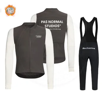 Pas Normal Studios Зимняя термо Флисовая одежда для велоспорта Мужские трикотажные костюмы PNS Велосипедная одежда Комплект нагрудников Ropa Ciclismo