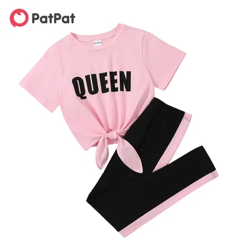 Летний модный повседневный комплект PatPat для маленьких девочек