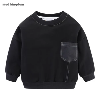 Mudkingdom/ Модные толстовки для больших мальчиков с заниженным плечевым карманом и длинным рукавом, однотонные детские топы для мальчиков, Детская одежда