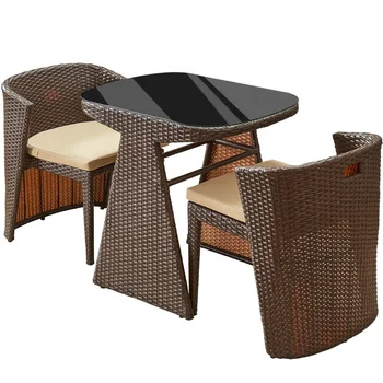 Небольшой столик и стул на балконе, домашний уличный стул из ротанга, чайный столик, сочетание простого чайного столика для отдыха на открытом воздухе Z320