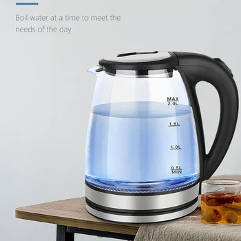 Стеклянный Электрический чайник Бытовой 1,7 л Большой емкости из нержавеющей стали, чайник с автоматическим отключением питания, чайник для чая, прозрачный