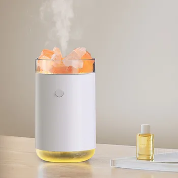 Увлажнитель воздуха из Кристаллического соляного камня Портативный USB-диффузор эфирного масла для ароматерапии со светодиодной атмосферной лампой для домашней комнаты