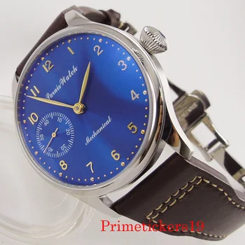 новые мужские наручные часы parnis 44 мм с синим циферблатом, механический механизм winidng 6497 класса люкс 2020