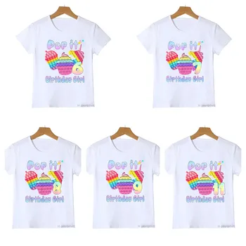 Новый стиль, футболка с единорогом и мороженым поп ит Pop It, 6 7 8 9 11th, подарок на день рождения, футболки, одежда для маленьких мальчиков, футболки для девочек, топы